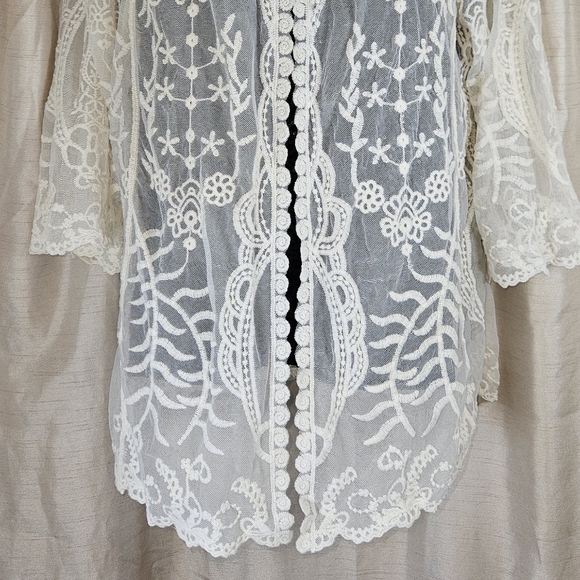 Sundance ivory white lace cardigan jacket Womens Large - Picture 7 of 11